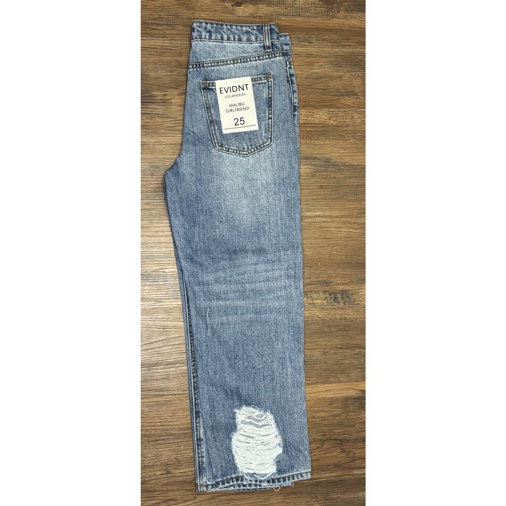 EVIDNT Los Angeles Malibu Medium wash distressed Girlfriend Jeans LULUS MSRP $80 - Picture 2 of 15